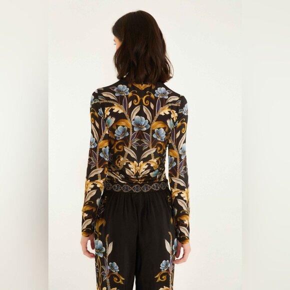 Farm Rio - Black Flowerful Garden Jersey Blouse - Picture 7 of 12